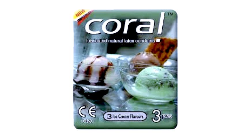 Coral Flavors Ice Cream Condom Width 52 (±)2 mm Malaysia 3 Pieces