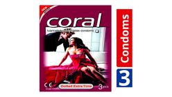 Coral Dotted Extra Time Lubricated Natural Latex Condoms Malaysia 3 Pieces