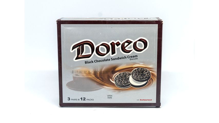 Doreo Black Chocolate Sandwich Cream Biscuits 12 Packets