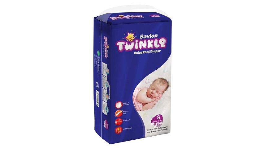 Savlon Twinkle Baby Pant Diaper Up to 8kg S 42 Pieces