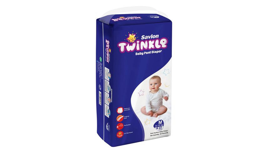 Savlon Twinkle Baby Pant Diaper 6-12kg M 40 Pieces