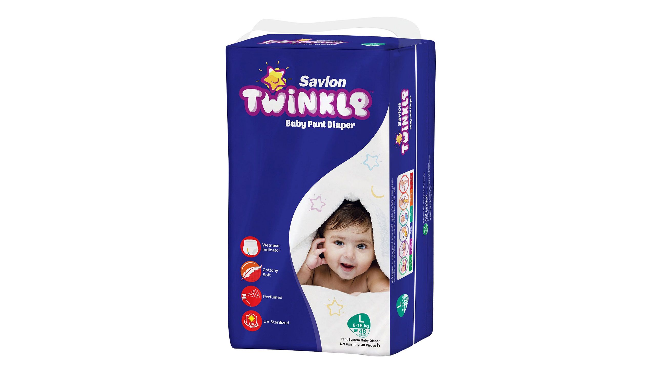 Savlon Twinkle Baby Pant Diaper 8-15kg L 48 Pieces