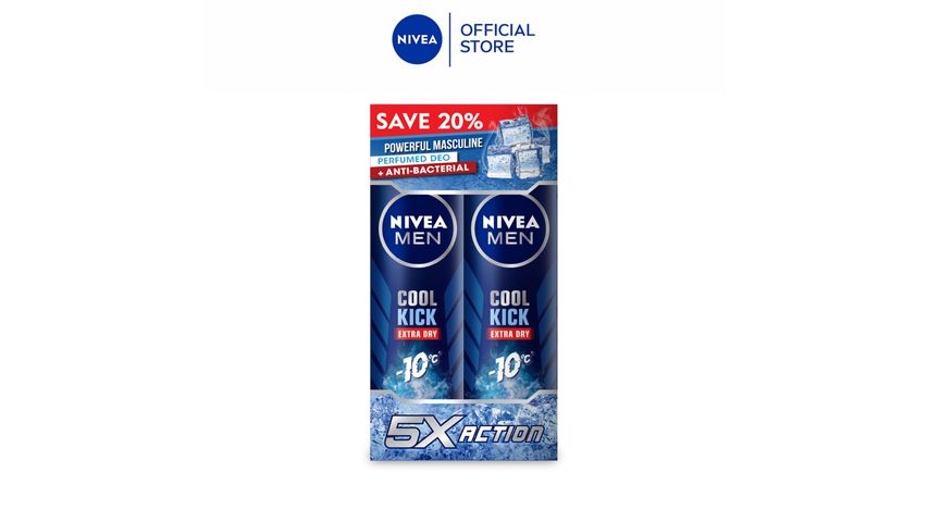 Nivea Men Deodorant Cool Kick Extra Dry Spray 2pcs x 150ml