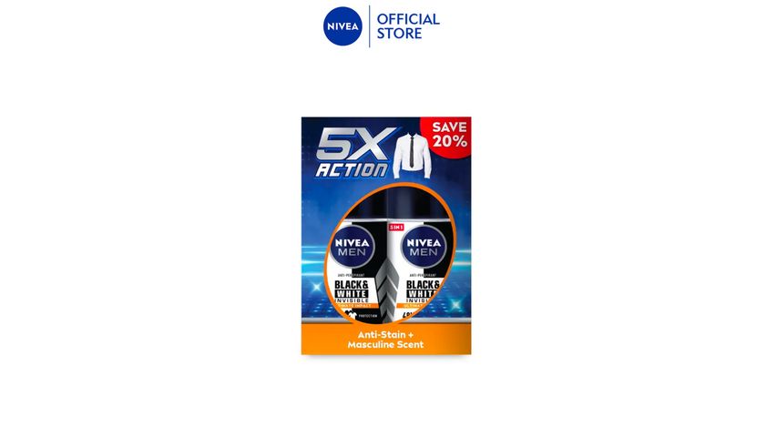 Nivea Men Deodorant - Black & White Ultimate Impact Roll On (Twin Pack) 2 x 50ml