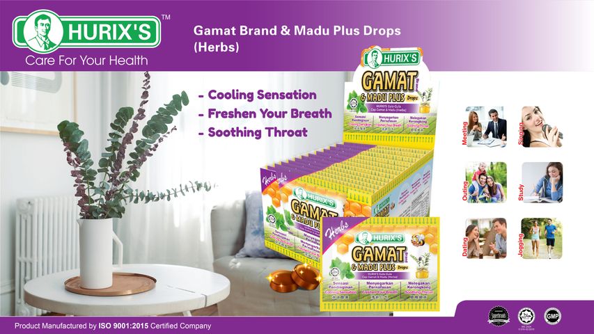 Hurix's Gamat Brand & Madu Plus Drops Herbs 6pcs