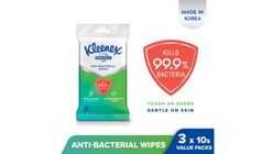 Kleenex Anti-bacterial Wipes 3 Packs x 10pcs
