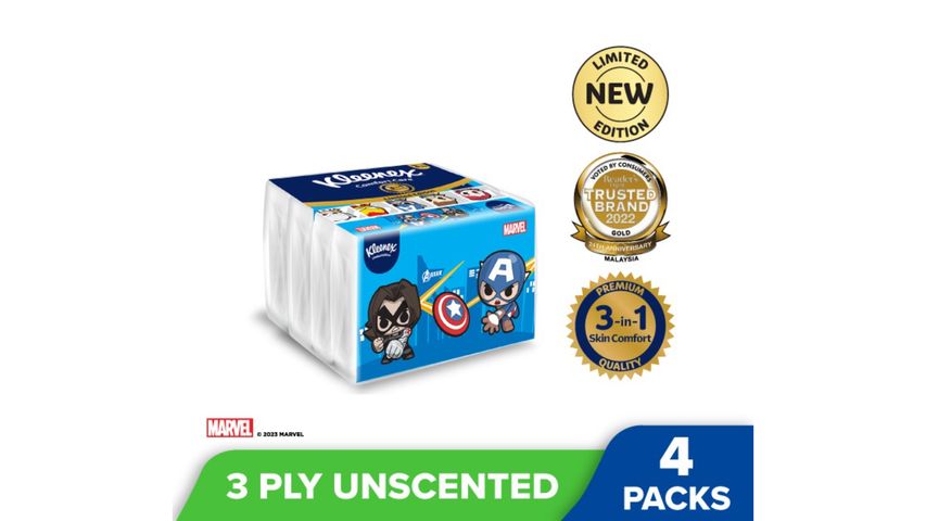 Kleenex Facial Tissue Travel Pack Limited Edition 3 Ply 4 Packs x 50pcs