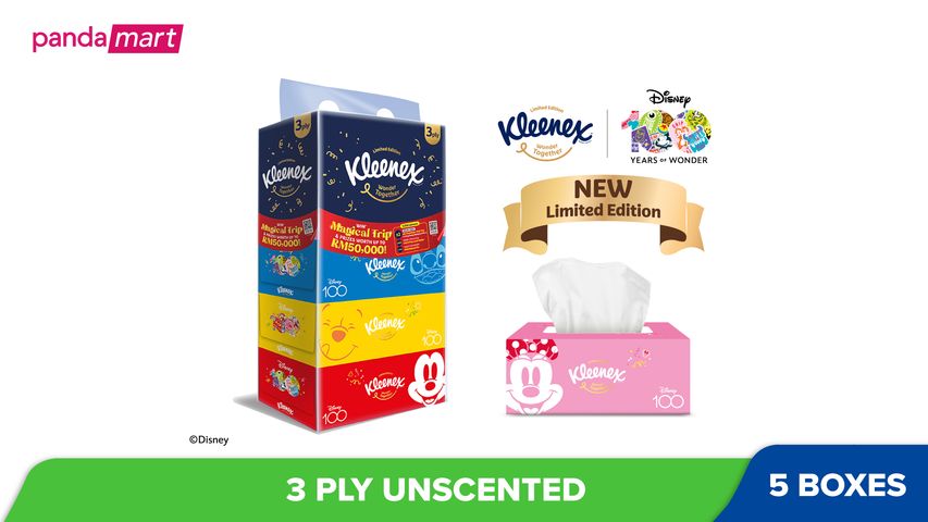 Kleenex Facial Tissue Box Limited Edition 3 Ply 5 Packs x 90pcs
