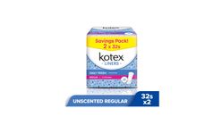 Kotex Fresh Liners Regular Unscented 2 Packs x 32pcs