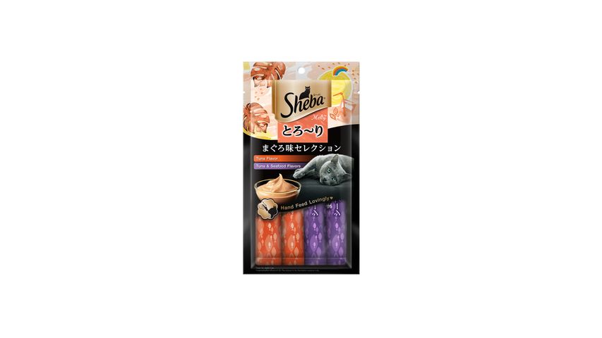 Sheba Melty Cat Treats Adult Tuna Flavor & Tuna and Seafood Flavor 48g