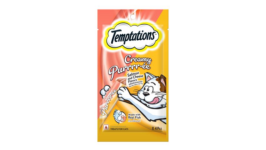 Temptations Creamy Purrrree Cat Snack Adult Salmon & Cheese 48g