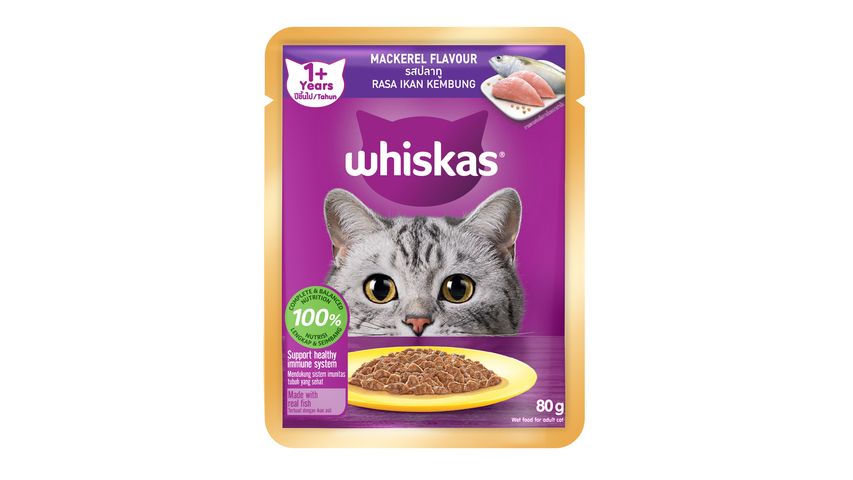 Whiskas Cat Food Wet Adult Mackerel 80g