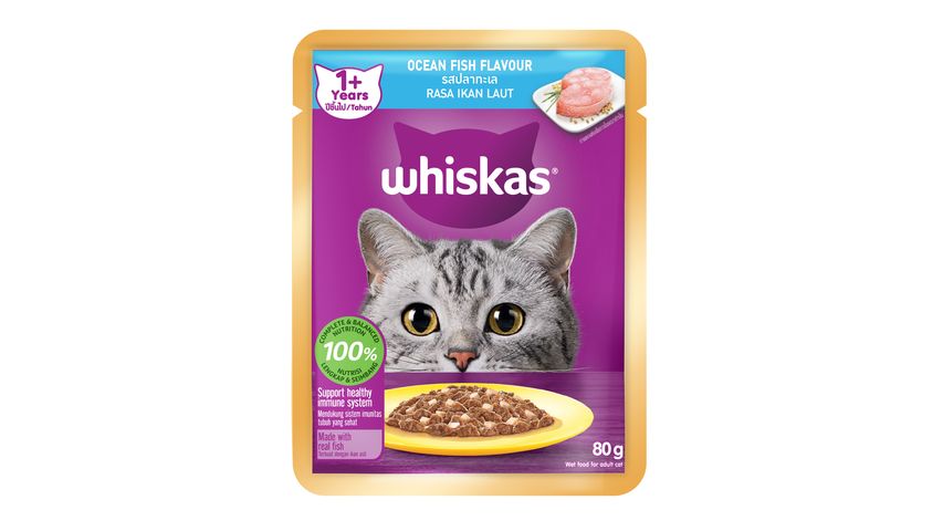 Whiskas Cat Food Wet Adult Ocean Fish 80g