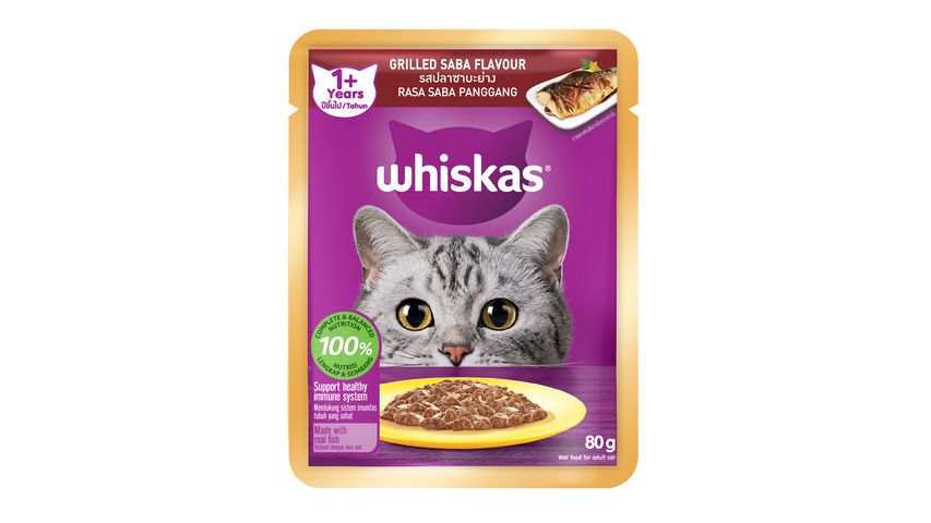 Whiskas Pouch 1+ Years Grilled Saba Flavour | 80 g