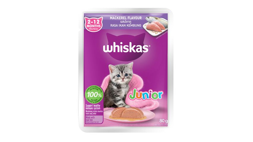 Whiskas Cat Food Wet Junior Mackerel 80g