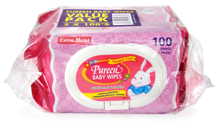 Pureen Baby Wipes Pink 2 Packs x 100pcs