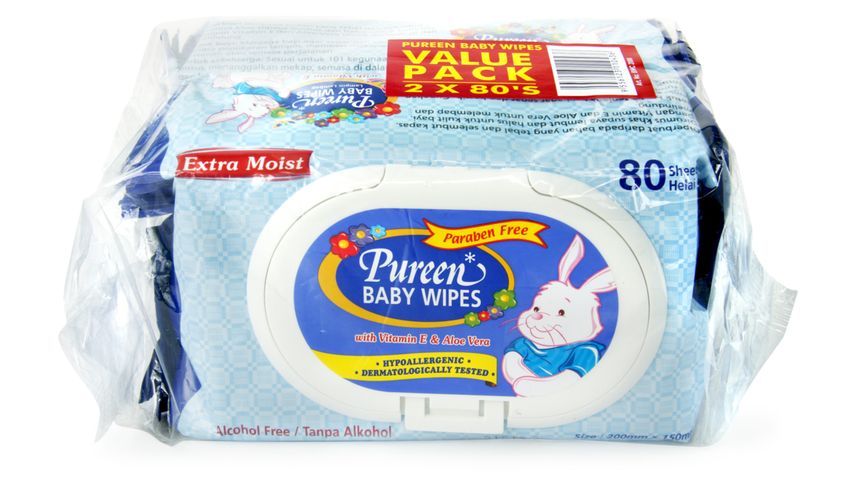 Pureen Baby Wipes Blue 2 Packs x 80pcs