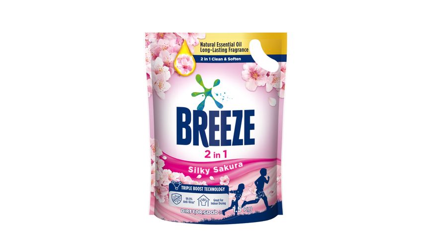 Breeze Liquid Detergent Refill Silky Sakura 1.5kg