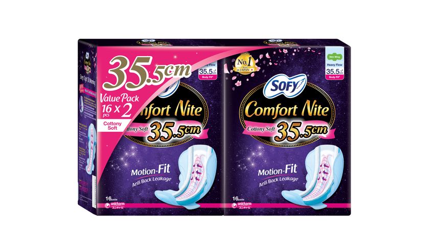 Sofy Comfort Nite Slim Wing 35.5cm 2 Packs x 16pcs