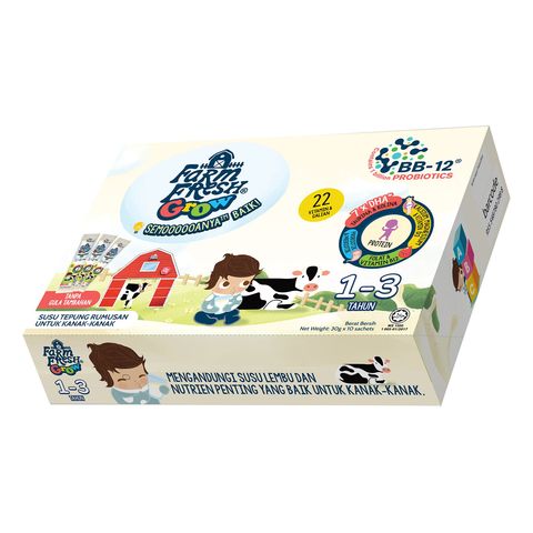 Farm Fresh Grow Formulated Milk Powder for Children (1 - 3 Year) Sachets 10 x 30g