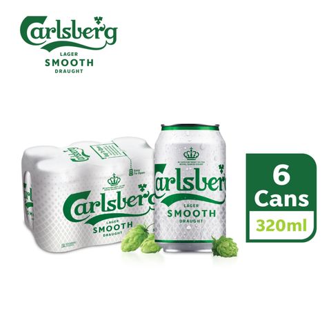 Carlsberg Smooth Draught Beer Can (Alcohol) 6s x 320ml