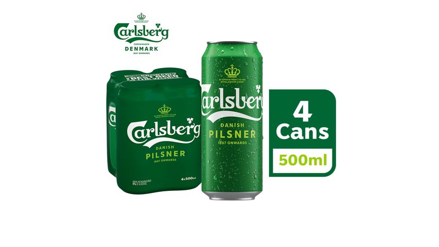 Carlsberg Danish Pilsner Beer Can 4 x 500ml (Non Halal)