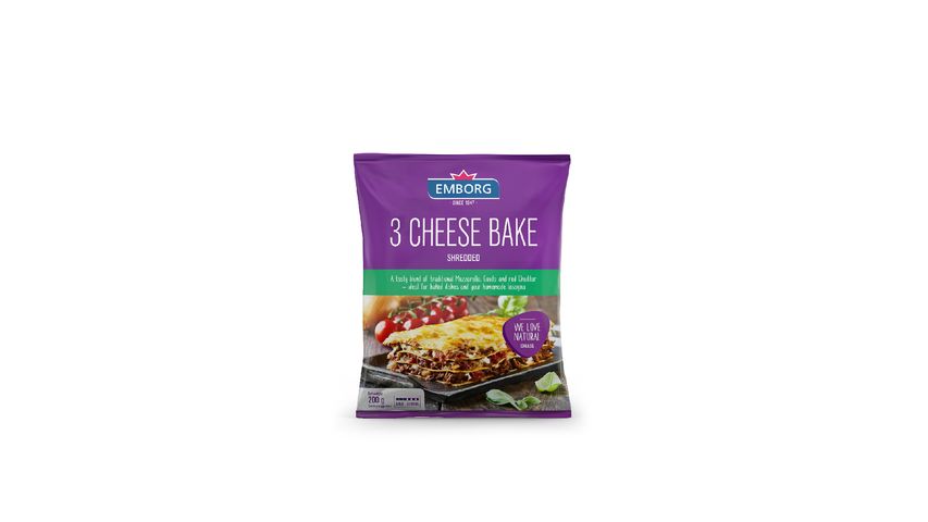 Emborg Natural Shredded 3 Cheese Bake Cheese 200g