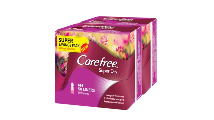 Carefree Super Dry Unscented Liners 2 x 50pcs