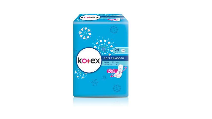 Kotex Soft & Smooth Maxi Non-Wing 24cm 20pcs
