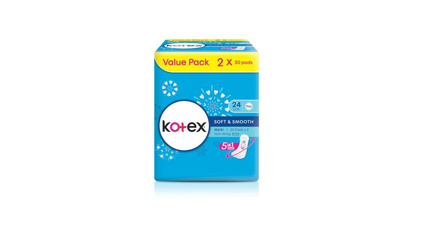 Kotex Soft & Smooth Maxi Non-Wing 24cm 2 Packs x 20pcs