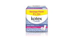 Kotex Fresh Pantyliners Regular Unscented 2 Packs x 32 Pads - 915943
