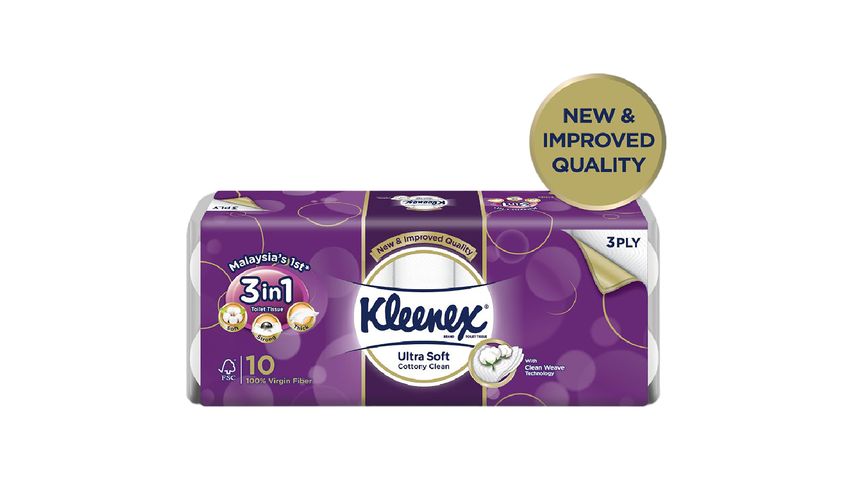 Kleenex Ultra Soft Cottony 3 Ply Clean 10 Rolls