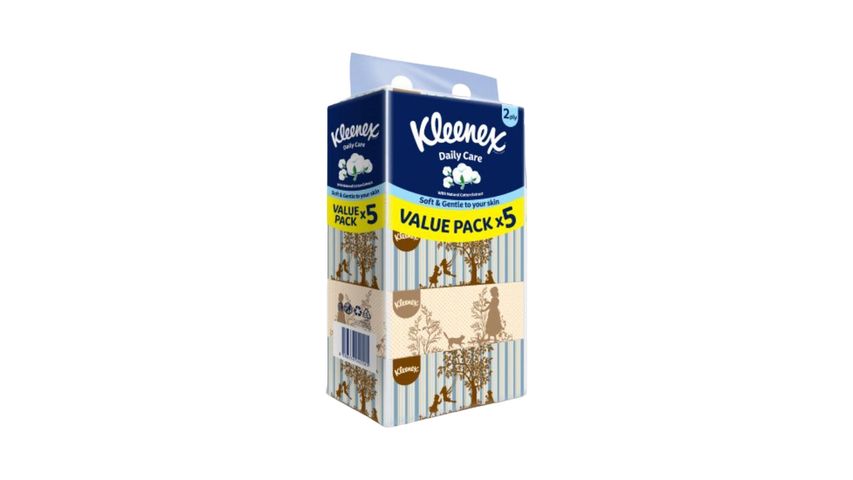 Kleenex Facial Tissue Box (2 Ply) Vintage Design 120 x 5 Boxes