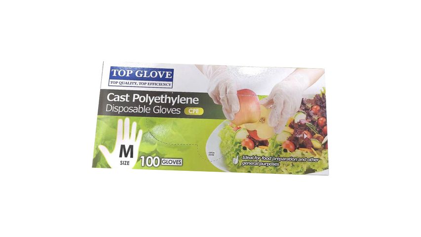 TOP GLOVE CAST POLYETHLENE DISPOSABLE GLOVES-M SIZE