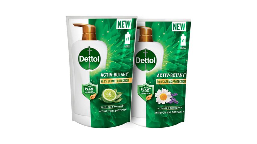 Dettol Shower Gel Activ-botany Refill Bundle (Green Tea + Lavender) 750ml x 2