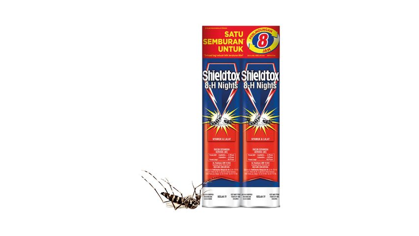 Shieldtox 8 Hours Night Mosquito Aerosol (Value Pack) 2 x 525ml