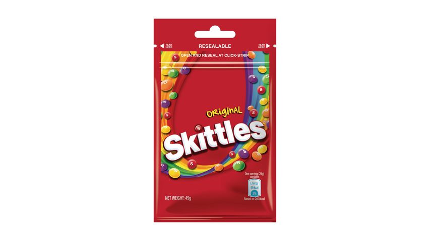 Skittles Original Candy Resealable Pack 45g