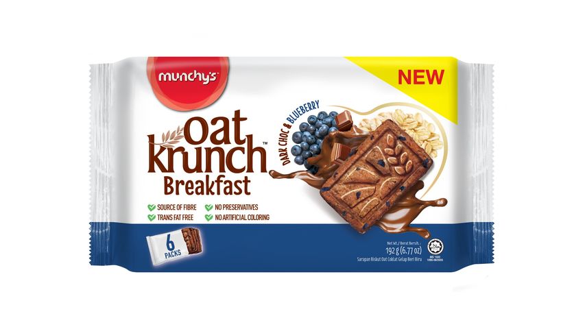 Munchy's Oat Krunch Breakfast Dark Choc with Blueberry 192g