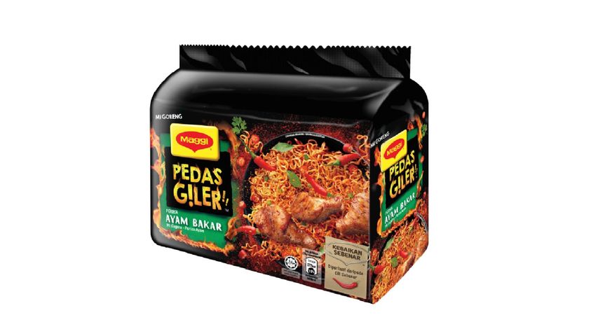 Maggi Hot Heads (Pedas Giler) Packet Noodles - Roast Chicken 5pcs x 76g