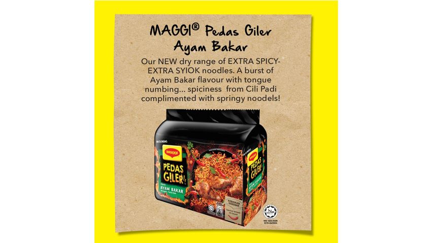 Maggi Hot Heads (Pedas Giler) Packet Noodles - Roast Chicken 5pcs x 76g