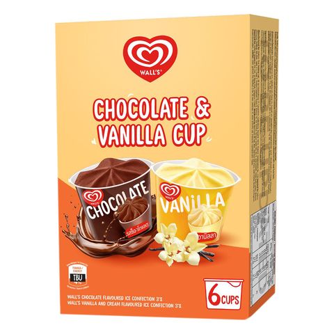 Wall's Chocolate & Vanilla Cup Multipack 6 Pieces