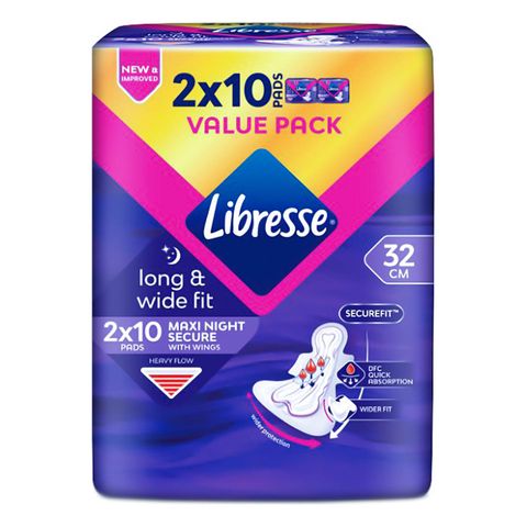 Libresse Wider Back Night Wing (32cm) 10 x 2 Packs