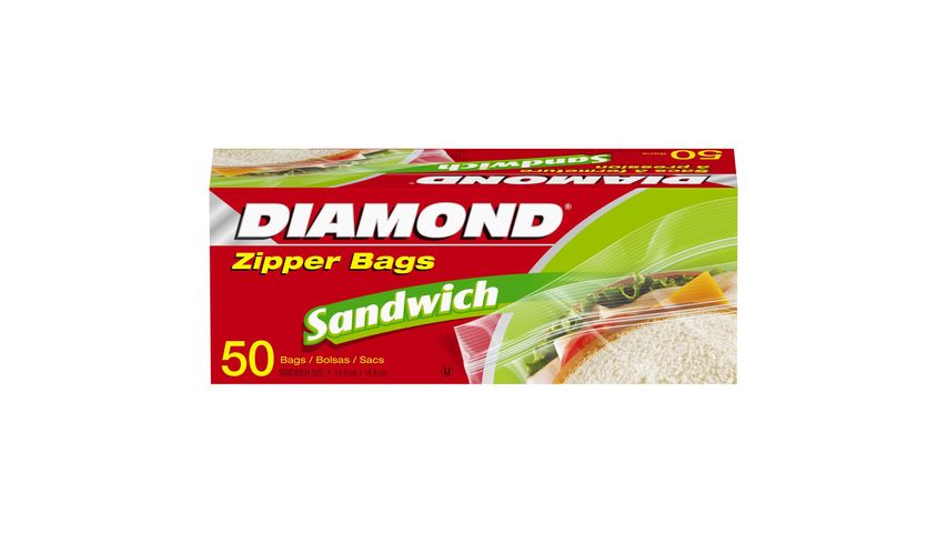 Diamond Sandwich Zipper Bags 14.9 x 16.5cm 50 Pieces