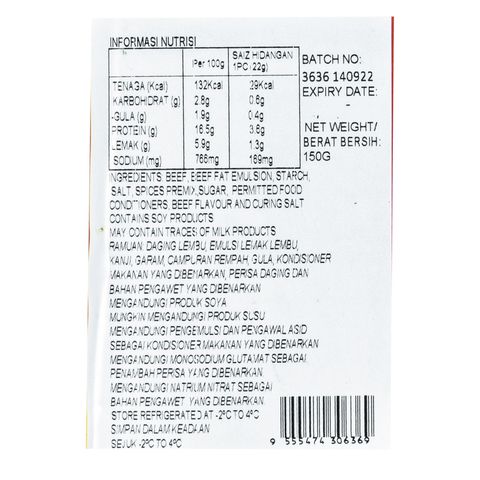 Gourmet Chef Beef Salami Sliced 150g