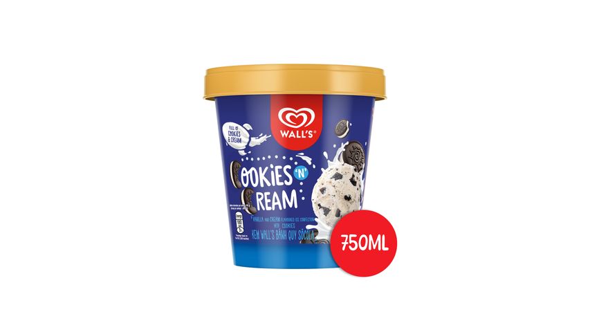 Wall's Selections Tub Cookies and Cream 750ml