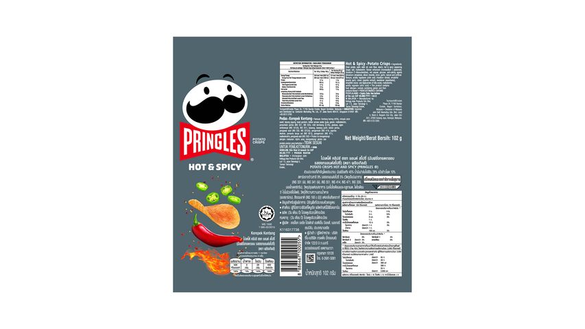Pringles Potato Crisps Hot and Spicy Flavour 102g