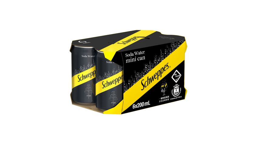 Schweppes Soda Water Mini 200ml x 6 (The new and old packaging will be shipped out randomly)