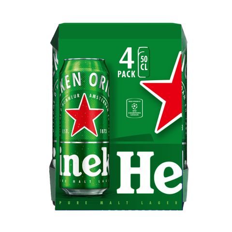 Heineken King Can Beer 500ml x4 (The new and old packaging will be shipped out randomly)