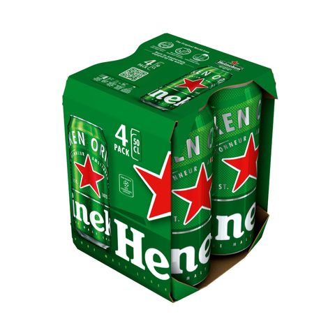 Heineken King Can Beer 500ml x4 (The new and old packaging will be shipped out randomly)