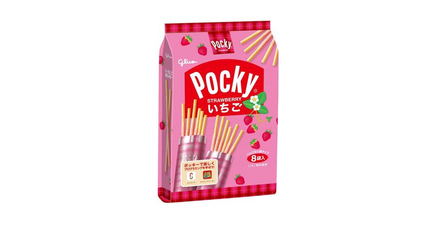 Glico Pocky Strawberry Biscuits Sticks 8 Bags